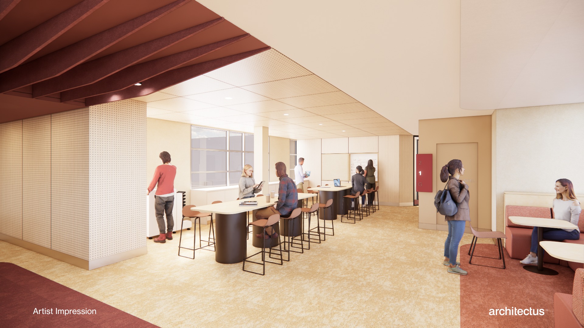 Artist's rendering - Strathfield Library group collaboration zone on Level 1