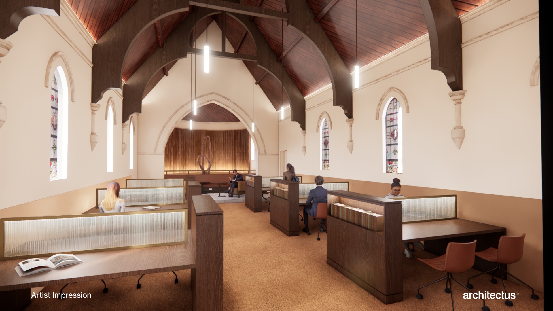 Artist's rendering - Strathfield Library desks in the Reading Room